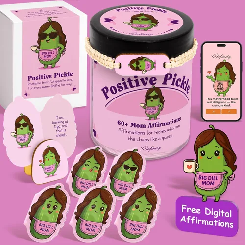 Vista 15 de Stofinity Tarro de 60 tarjetas de afirmación de pepinillos positivos – Regalo de aliento, positividad y apoyo emocional para niñas adolescentes
