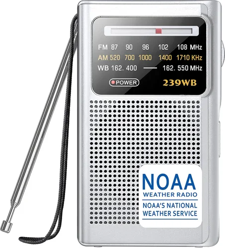Vista 8 de Greadio NOAA Radio Meteorológica, Conector de Auriculares Estéreo, Radio Transistor Portátil AM/FM Operada por Batería con la Mejor Recepción