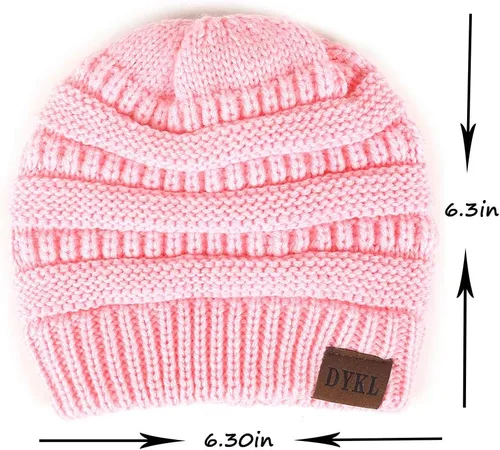 Vista 2 de Gorros de punto cálidos de invierno para niños y niñas, gorros suaves para bebés y niñas
