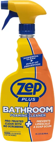 Vista 2 de Zep Plus - Limpiador espumoso para baño - 32 onzas (caja de 12) - R54012 - Mantén tu baño limpio + protege contra la futura acumulación de jabón