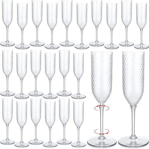 Vista 11 de Remerry Paquete de 24 copas de champán de plástico desmontables de 5.5 onzas, vasos de mimosa desechables a granel, copas de vino reutilizables