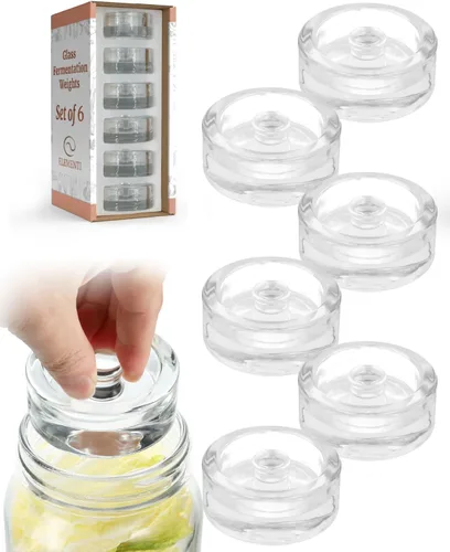 Vista 10 de Elementi Kit de fermentación – Juego de 2 pesos de fermentación de vidrio y tapas de fermentación de tarros Mason para tarros Mason de boca ancha