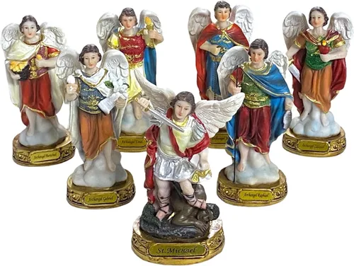 Vista 2 de 7 estatuas de arcángeles figura 5 pulgadas Siete Arcangeles Set completo completo Figuras