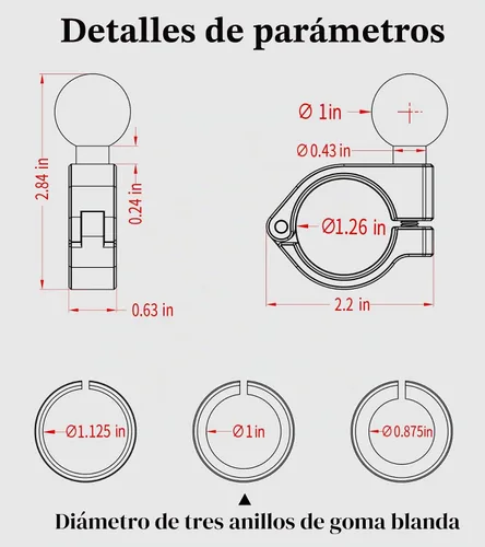 Vista 5 de BRCOVAN Soporte de bola de 1 '', base de abrazadera de manillar de aleación
