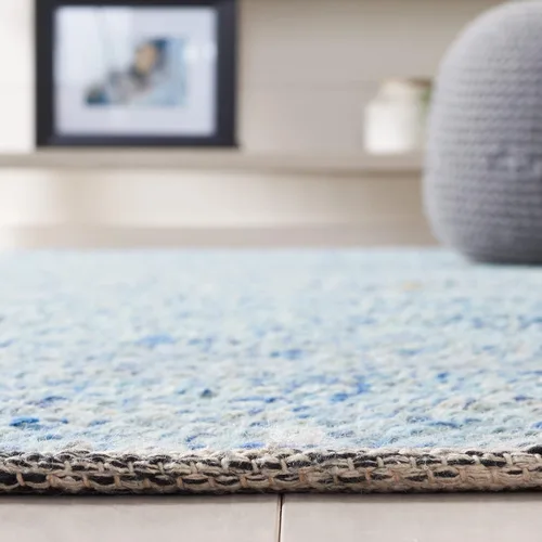 Vista 3 de SAFAVIEH Colección Natura - Alfombra decorativa de 2 x 3 pies, azul, lana hecha a mano, ideal para áreas de alto tráfico en entrada, sala de estar