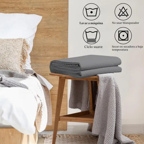 Vista 6 de HollyHOME Colcha de Cama Acolchada Pinsonic Individual Sólida Súper Suave de Lujo a Cuadros Cubrecama Cobertor de Cama, Gris Oscuro, Full/Queen
