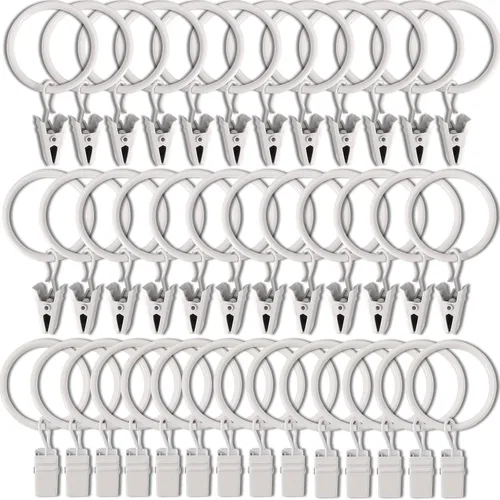 Vista 18 de WeeksEight Paquete de 44 anillos de cortina negros con clips, ganchos de cortina, ganchos de clip para colgar cortinas, lazos, sombreros, anillos