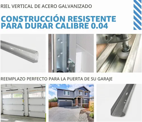 Vista 3 de Reemplazo de riel vertical para puerta de garaje, juego de rieles de puerta izquierda y derecha para 7 pies de alto, rieles de puerta de acero