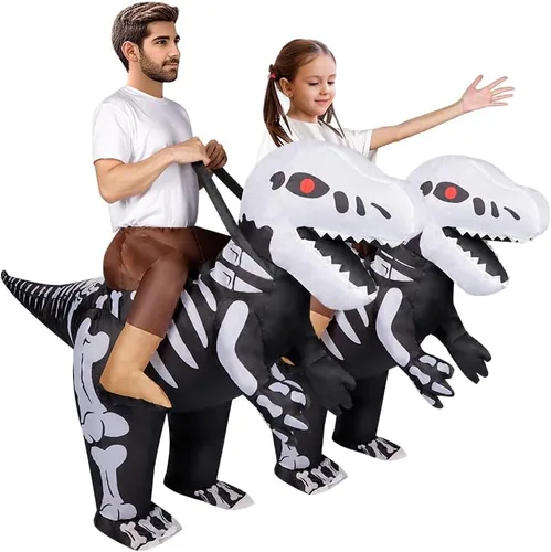 Vista 2 de Skeleton Dinosaur Inflatable Costume Ride On Halloween Costumes Blow up Costumes Cosplay Unisex For AdultKids