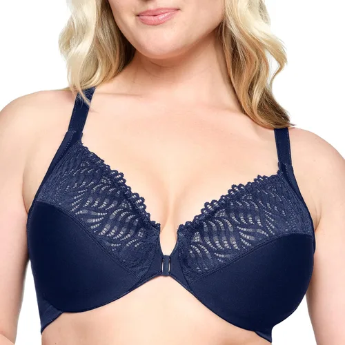 Vista 14 de Glamorise - Brasier para mujer con cierre frontal, espalda en T y varillas Wonderwire, #1246 Negro