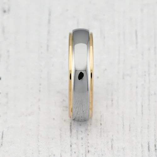 Vista 3 de 100S JEWELRY Anillos de tungsteno personalizados grabados de 0.39 pulgadas para hombres y mujeres, anillo de boda de dos tonos dorados y plateados
