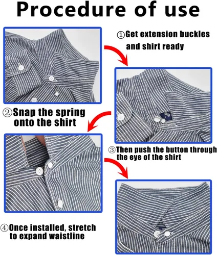 Vista 4 de 24 extensores de cuello para camisas de hombre, extensores elásticos de botón para el cuello para trajes pantalones