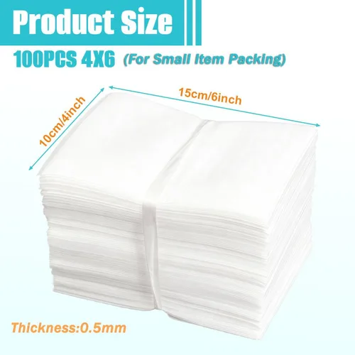 Vista 2 de Vipolish 100 bolsas de espuma de polietileno blanco de 3.9 x 5.9 pulgadas para embalar artículos frágiles