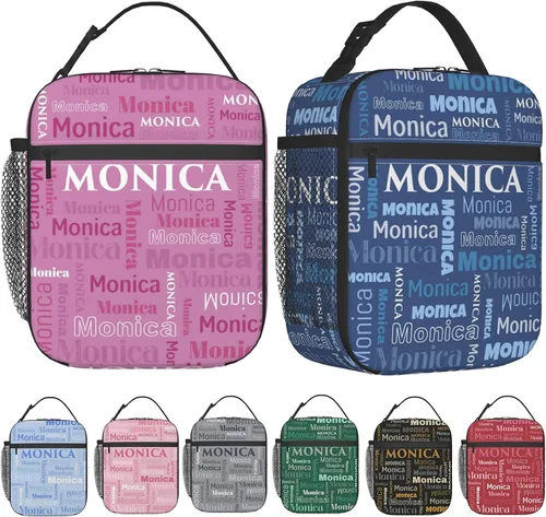 Vista 10 de Lonchera personalizada para hombres, mujeres y adultos con nombre, imagen, texto, foto, bolsa de almuerzo aislada personalizada para el trabajo