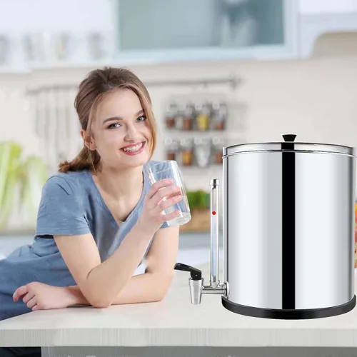 Vista 2 de Espiga de vidrio de 7 pulgadas con visión clara, nivel de agua, acero inoxidable, para Berkey Big, sistema de filtro de agua alimentado por gravedad