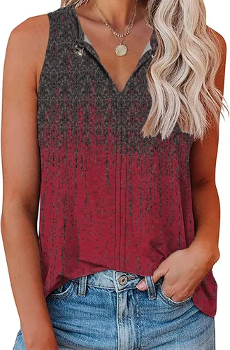 Vista 3 de Soesdemo Camiseta sin mangas para mujer, cuello en V, sin mangas, para verano, casual, holgada, para negocios, bonita, floral, básica