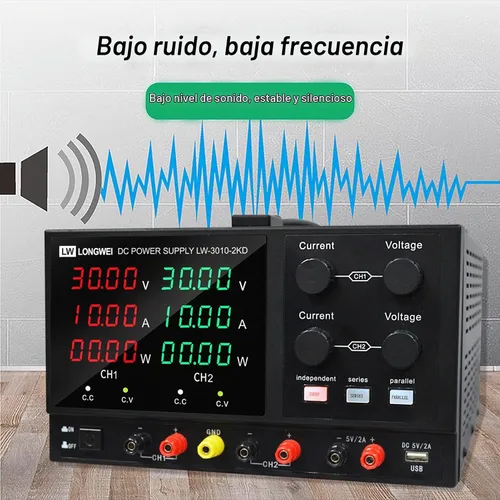 Vista 3 de Fuente de alimentación de CC variable, 4 canales 30 V 10 A 2 x 300 W ajustable conmutación regulada DC fuente de alimentación con pantalla
