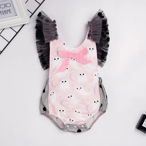 Vista 5 de Mameluco para bebé niña para primer cumpleaños, disfraz de princesa para Halloween, cosplay Fantasma rosa