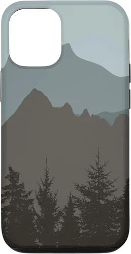 Vista 28 de Mountains Peaks - Carcasa para iPhone 17, diseño abstracto de paisaje natural, color gris y azul