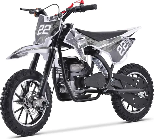 Vista 2 de MotoTec Demon - Motocicleta de motocross de gas para niños de 50 cc y 2 tiempos Blanco