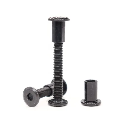 Vista 14 de Juego de 10 tuercas hexagonales M6 x 0.394 in, tornillos negros M6x15mm, para muebles, camas y armarios