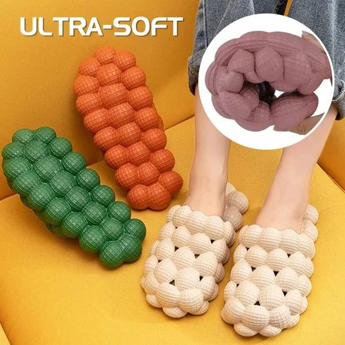 Vista 3 de EQUICK Sandalias de masaje ultra suaves con burbujas para mujeres y hombres, divertidas sandalias antideslizantes de lichi para acampar al aire