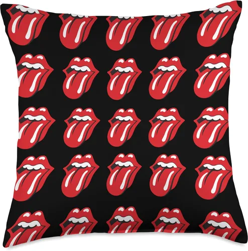 Vista 5 de The Rolling Stones - Almohada oficial de repetición de lengua negra, 16.0 x 16.0 in, multicolor