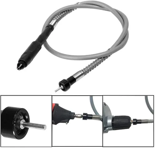 Vista 6 de Adaptador de eje flexible, accesorio flexible de extensión de eje de taladro sin llave, portabrocas para amoladora rotativa con llave - 0.126 in/1/8