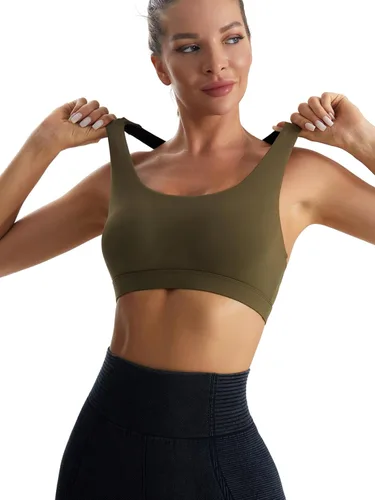 Vista 4 de RUNNING GIRL - Brasier deportivo de alto impacto para mujer, con espalda cruzada, brasier de entrenamiento, brasier de yoga de línea larga