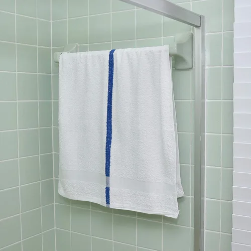 Vista 5 de Pacific Linens Juego de toallas de baño finas y ligeras de uso comercial, 22 x 44 pulgadas, 100% algodón, de alta absorción, secado rápido Rayas