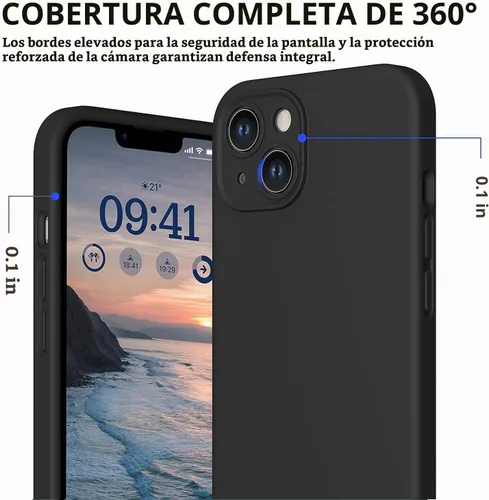 Vista 5 de CellEver Funda de silicona resistente para iPhone 14 [protección de cámara] [revestimiento antiaceite] protección militar contra caídas