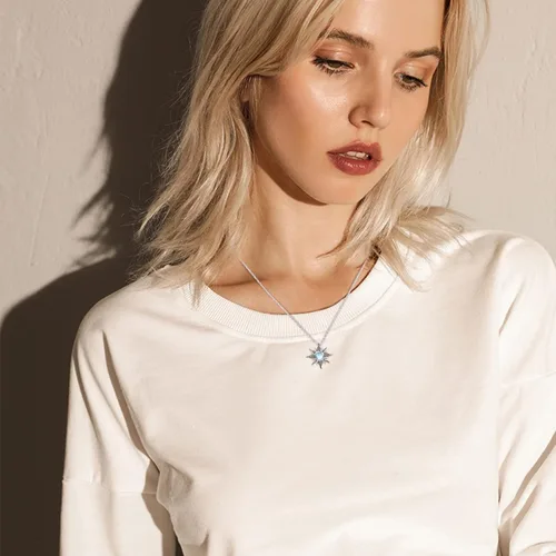 Vista 6 de Sun Necklace S925 Sterling Silver Vintage Moonstone Retro Sunburst Pendant Retro Sunshine Necklaces for Women Girls Boys Men