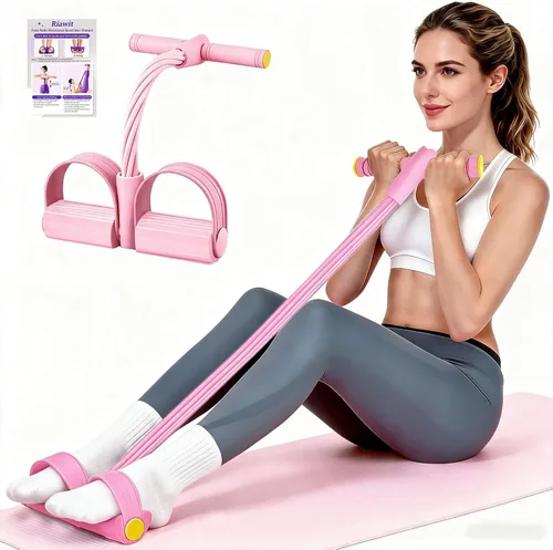 Vista 11 de Pedal Resistance Band with Handle, 6-Tube Natural Rubber Exercise Bands Púrpura