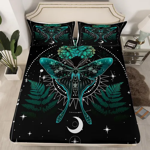 Vista 9 de Sábana bajera ajustable de mariposa, tamaño individual, estrellas estrelladas, galaxia azul, nebulosa, universo de nebulosa, suave, lujoso, juego