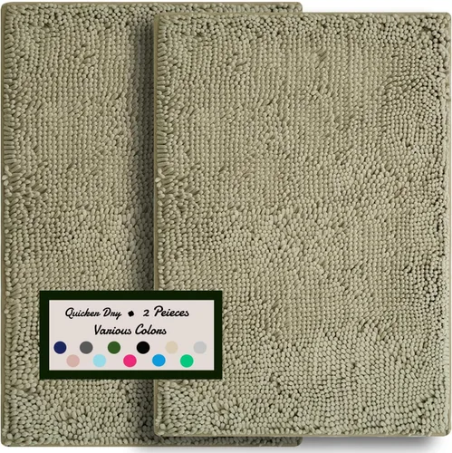 Vista 25 de Juego de 3 alfombras de baño de felpilla ultrasuave, antideslizante y súper absorbente, parte inferior de PVC fuerte, lavable a máquina, para Negro