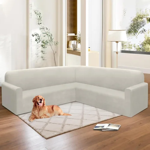 Vista 73 de HDCAXKJ Fundas de sofá seccional de esquina de terciopelo elástico en forma de L, juego de fundas deslizantes suaves y gruesas en forma de U