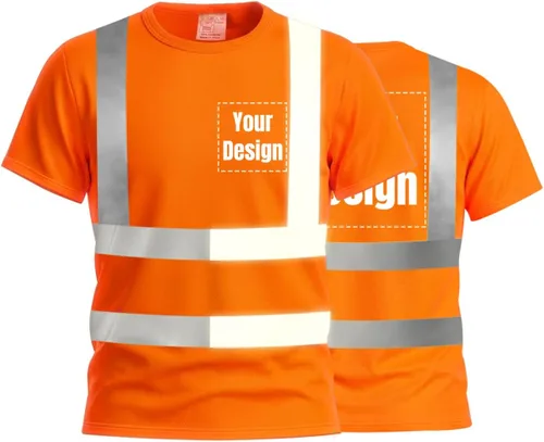 Vista 31 de Camisetas reflectantes de seguridad de alta visibilidad personalizan su logotipo