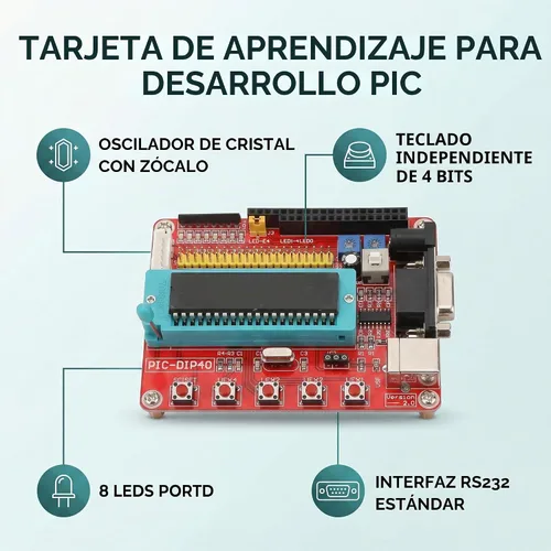 Vista 6 de Tablero de desarrollo de aprendizaje, tablero de aprendizaje del microcontrolador PIC16F877A con el interfaz RS232
