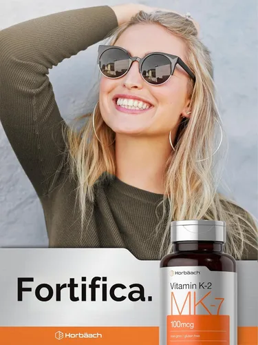 Vista 6 de Horbäach Vitamina K2 MK7 100mcg 250 cápsulas blandas Suplemento sin OMG, sin gluten