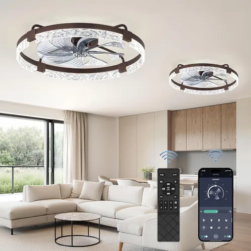 Vista 9 de LEDIARY Ventiladores de techo de perfil bajo de 19.7" con luces, aplicación