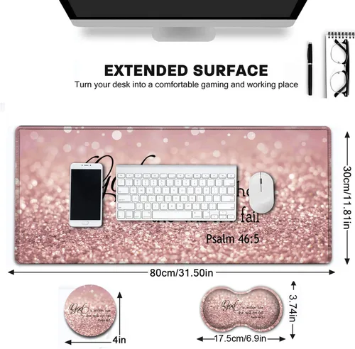 Vista 6 de Alfombrilla de mouse grande para juegos, protector de escritorio impermeable extendido (31.5 x 11.8 pulgadas), ergonómico de espuma viscoelástica