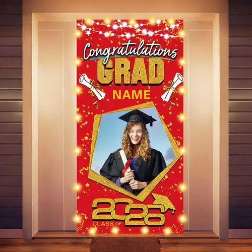 Vista 28 de Decoraciones personalizadas para fiestas de graduación 2026 – Cartel de felicitación de graduación grande – Cartel de fondo de graduación