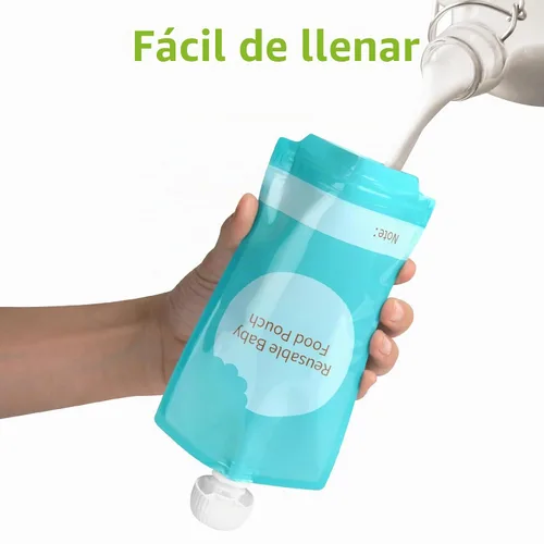 Vista 4 de Kirecoo Bolsas Reutilizables para Comida de Bebé - 12 Piezas de 7oz Bolsas Rellenables para Almacenamiento de Comida de Bebé, Exprime Puré