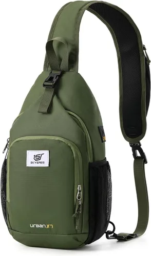 Vista 11 de SKYSPER - Mochila cruzada con bloqueo RFID, mochila de bandolera, mochila para el hombro y el pecho, mochila de viaje y senderismo, para mujeres
