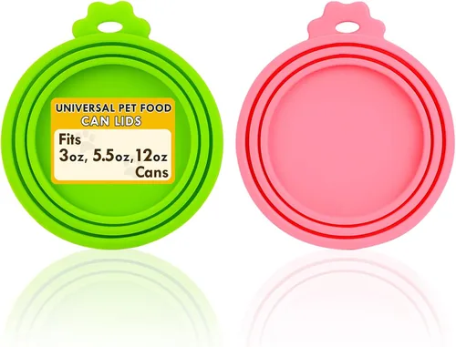 Vista 11 de Tapas para latas de comida para perros y latas de comida para gatos, paquete de 2, fundas de silicona para latas de alimentos húmedos, se adapta a