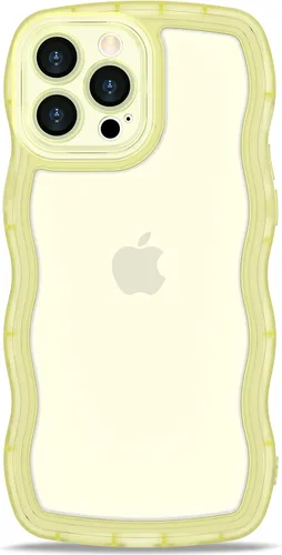 Vista 42 de Anuck Funda para iPhone 13 Pro con borde ondulado, diseño trasero transparente, agarre antideslizante, forma de marco rizado ondulado, a prueba