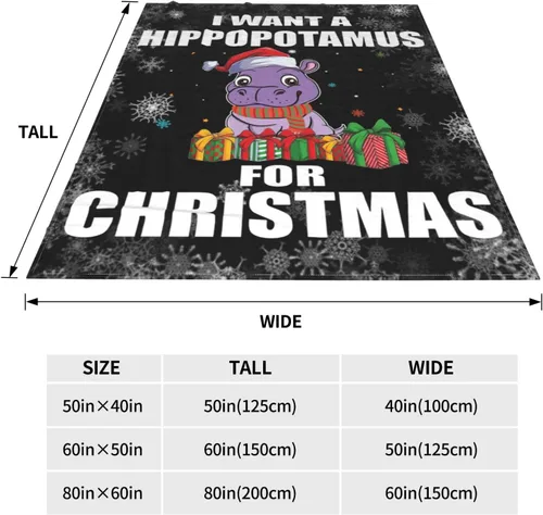 Vista 5 de Manta navideña de hipopótamo para sofá y cama, forro polar de 60 x 80 pulgadas