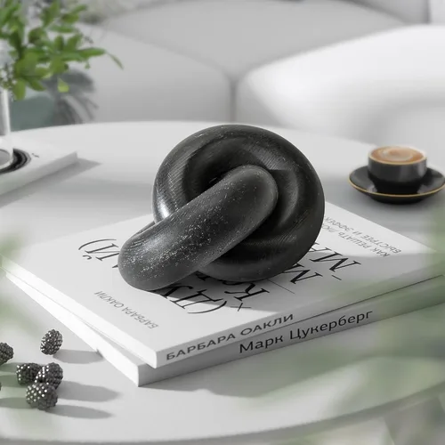 Vista 2 de EOSAHR Escultura Moderna de Nudo de Madera de Pino – Elegante Decoración de Cadena de Madera de 2 Eslabones para Mesa de Café, Estantería y Mesa