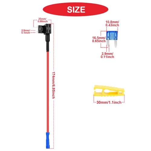 Vista 4 de Mini fusible de 16 piezas, adaptador de fusible de 12 V para añadir un circuito, con juegos de fusibles de hoja de cajero automático mini APM de 15