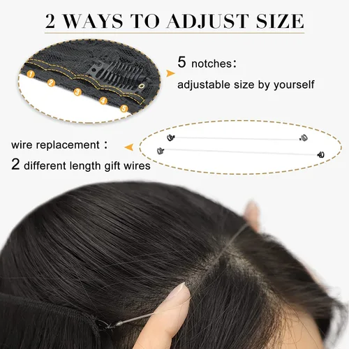 Vista 3 de Extensiones de cabello ondulado marrón, 20 pulgadas, clip, 3.88 oz, 4 clips, 2 cables de repuesto